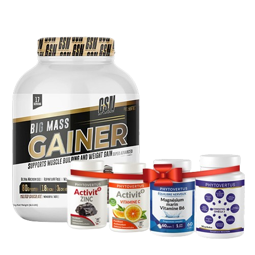 GSN BIG MASS GAINER 3 KG + ZINC30 caps + OMEGA 90 CAPS + VITAMINE C30 CAPS + MAGNESUAM 60 CAPS